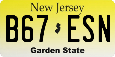 NJ license plate B67ESN