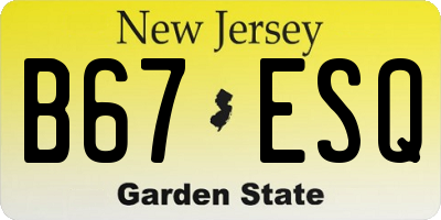 NJ license plate B67ESQ