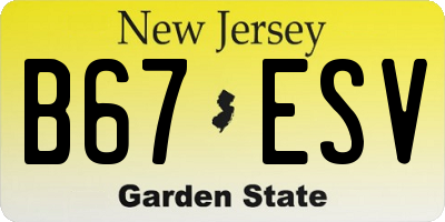 NJ license plate B67ESV