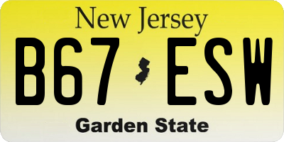 NJ license plate B67ESW