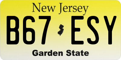 NJ license plate B67ESY