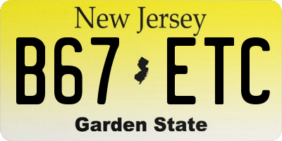 NJ license plate B67ETC
