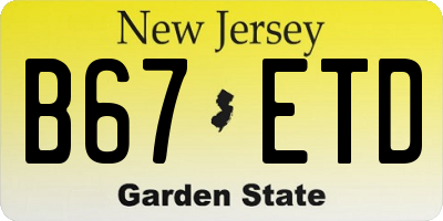 NJ license plate B67ETD