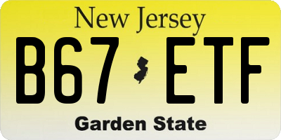 NJ license plate B67ETF