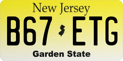NJ license plate B67ETG