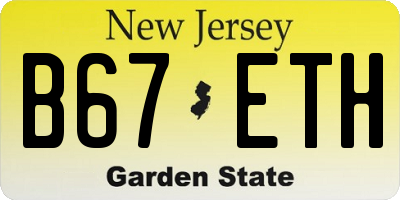 NJ license plate B67ETH