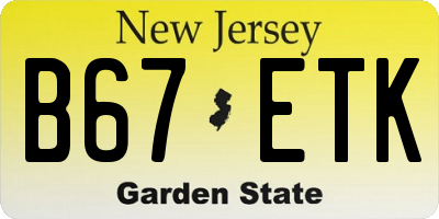 NJ license plate B67ETK