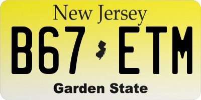NJ license plate B67ETM