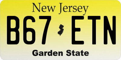 NJ license plate B67ETN