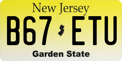 NJ license plate B67ETU