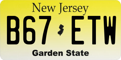 NJ license plate B67ETW