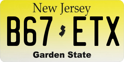 NJ license plate B67ETX