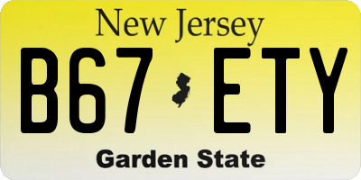 NJ license plate B67ETY
