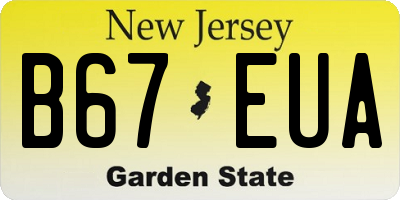 NJ license plate B67EUA