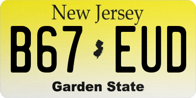 NJ license plate B67EUD