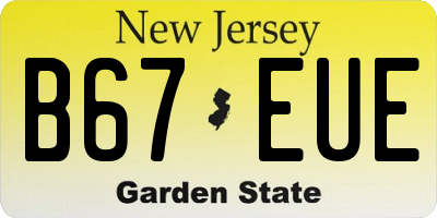 NJ license plate B67EUE