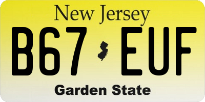 NJ license plate B67EUF