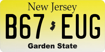 NJ license plate B67EUG