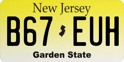 NJ license plate B67EUH