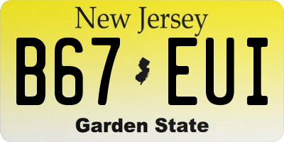 NJ license plate B67EUI