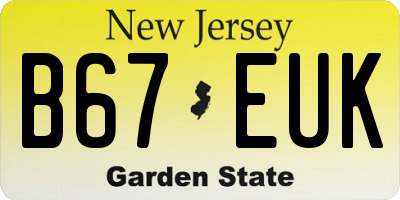 NJ license plate B67EUK