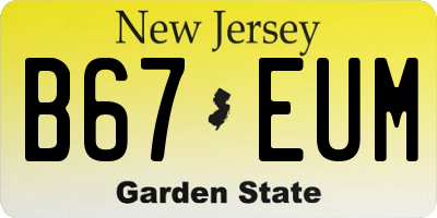 NJ license plate B67EUM