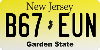 NJ license plate B67EUN