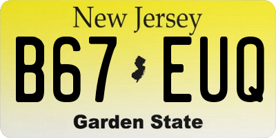 NJ license plate B67EUQ