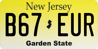 NJ license plate B67EUR