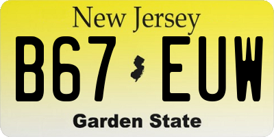 NJ license plate B67EUW