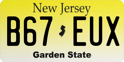 NJ license plate B67EUX