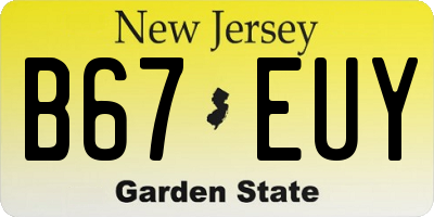 NJ license plate B67EUY