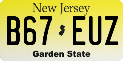 NJ license plate B67EUZ
