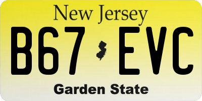 NJ license plate B67EVC