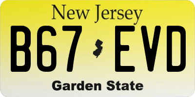 NJ license plate B67EVD