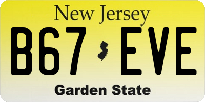 NJ license plate B67EVE