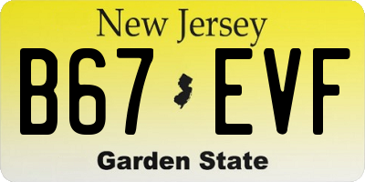 NJ license plate B67EVF