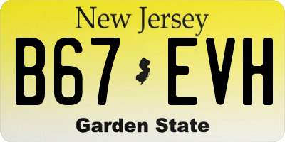 NJ license plate B67EVH