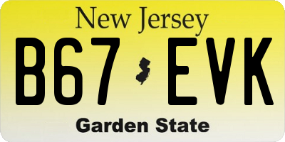 NJ license plate B67EVK