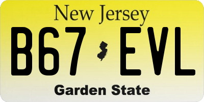 NJ license plate B67EVL