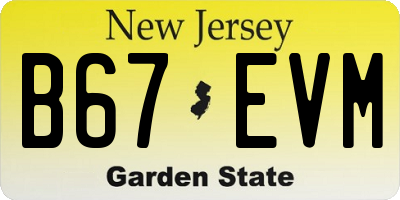 NJ license plate B67EVM