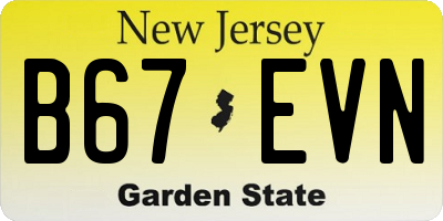 NJ license plate B67EVN