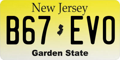 NJ license plate B67EVO