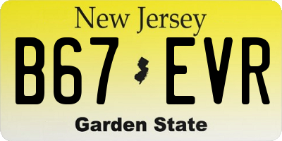 NJ license plate B67EVR