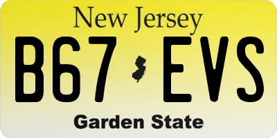 NJ license plate B67EVS