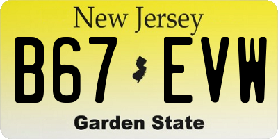 NJ license plate B67EVW