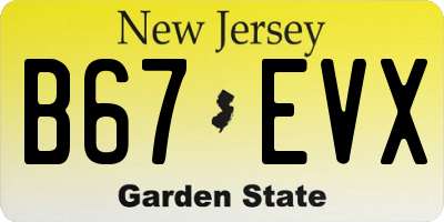 NJ license plate B67EVX