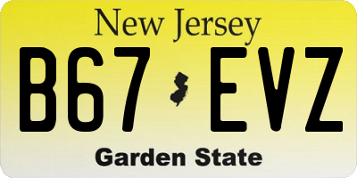 NJ license plate B67EVZ