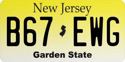NJ license plate B67EWG