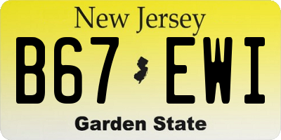 NJ license plate B67EWI